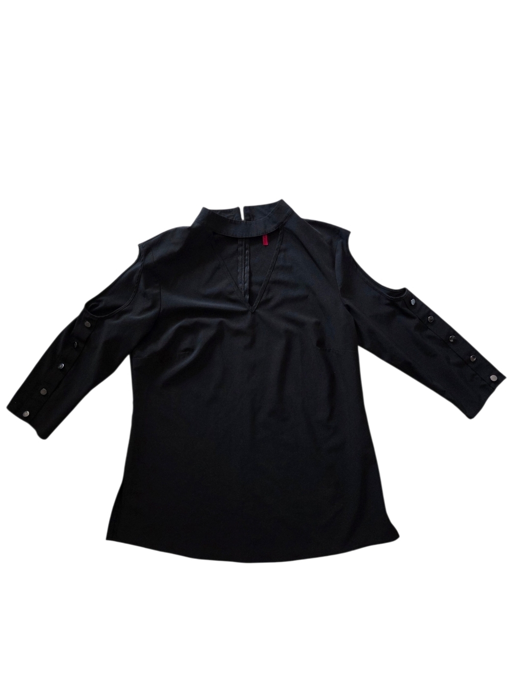Black Cold-Shoulder V-Neck Women’s Top